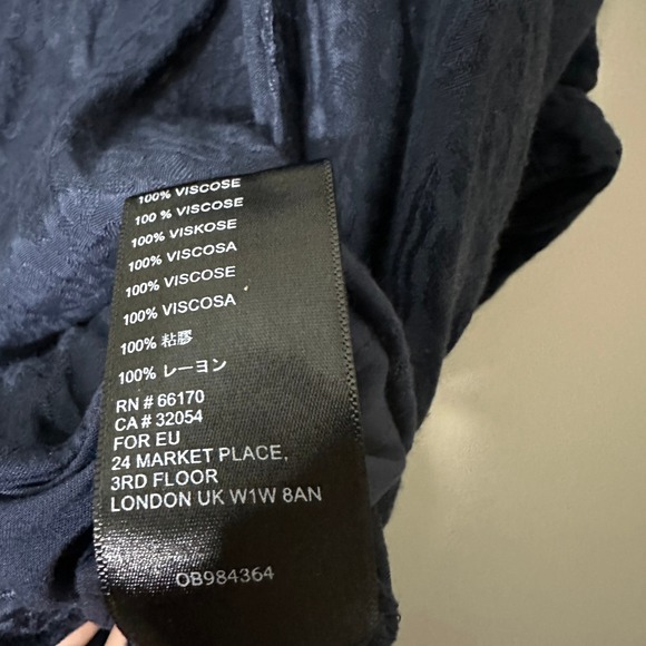 Anthropologie Maeve Jacqueline Jacquard Wide Leg Dolman Jumpsuit Navy Blue Small - Picture 7 of 7